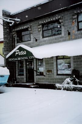 Pete's Tent and Awning after snowfall